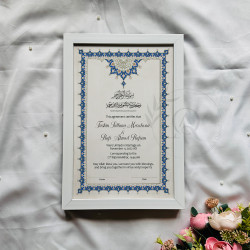 Ottoman Floral Nikahnama Design with Blue Accents.