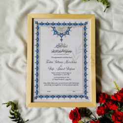 Ottoman Floral Nikahnama Design with Blue Accents.