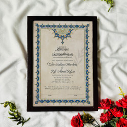 Classic Blue-Gold Floral Nikahnama – Islamic Marriage Certificate