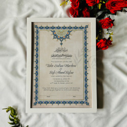 Classic Blue-Gold Floral Nikahnama – Islamic Marriage Certificate