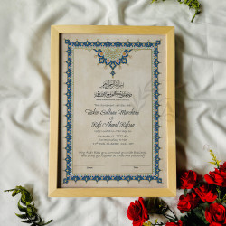 Classic Blue-Gold Floral Nikahnama – Islamic Marriage Certificate