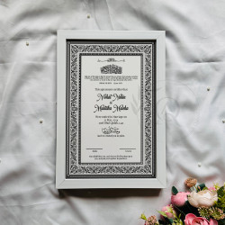 Monochrome Floral Nikahnama – Luxury Islamic Marriage Certificate Frame.