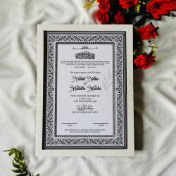 Monochrome Floral Nikahnama – Luxury Islamic Marriage Certificate Frame.