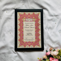 Fuchsia Floral Vintage Nikahnama – Elegant Islamic Marriage Frame.