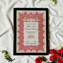 Fuchsia Floral Vintage Nikahnama – Elegant Islamic Marriage Frame.