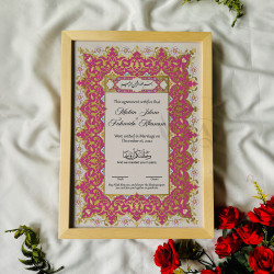 Fuchsia Floral Vintage Nikahnama – Elegant Islamic Marriage Frame.