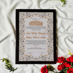 Antique Grey-Gold Baroque Nikahnama – Islamic Marriage Certificate Frame.