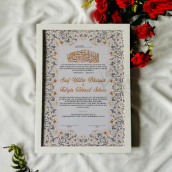 Antique Grey-Gold Baroque Nikahnama – Islamic Marriage Certificate Frame.