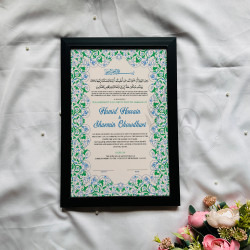Mint & Sapphire Floral Nikahnama – Elegant Islamic Marriage Certificate.