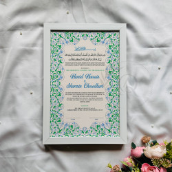 Mint & Sapphire Floral Nikahnama – Elegant Islamic Marriage Certificate.