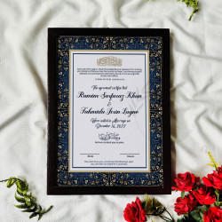 Minimalist Blue-Gold Nikahnama – Islamic Marriage Certificate.