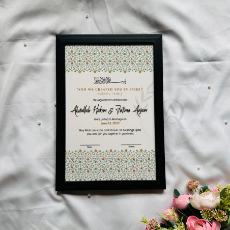 Minimal Floral Garden Nikahnama – Elegant Modern Islamic Certificate.