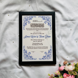Blue Corner Floral Nikahnama – Elegant Islamic Wedding Certificate.