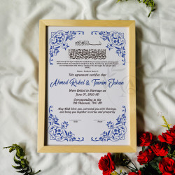 Blue Corner Floral Nikahnama – Elegant Islamic Wedding Certificate.