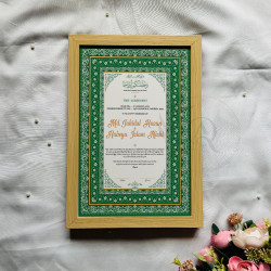 Emerald Geometric Nikahnama – Luxurious Islamic Marriage Certificate Frame.