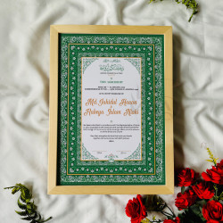 Emerald Geometric Nikahnama – Luxurious Islamic Marriage Certificate Frame.