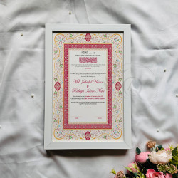 Rose Red Arch Nikahnama – Elegant Islamic Marriage Certificate.