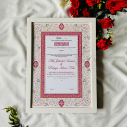 Rose Red Arch Nikahnama – Elegant Islamic Marriage Certificate.