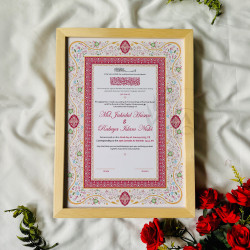 Rose Red Arch Nikahnama – Elegant Islamic Marriage Certificate.