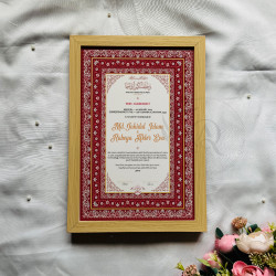 Crimson Red Nikahnama – Royal Islamic Marriage Certificate Design.