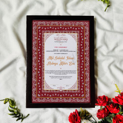 Crimson Red Nikahnama – Royal Islamic Marriage Certificate Design.