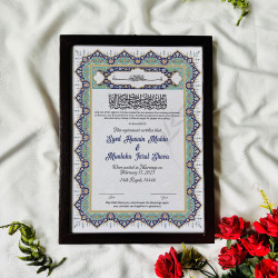 Andalusian Arch Nikahnama – Elegant Islamic Marriage Certificate Frame.
