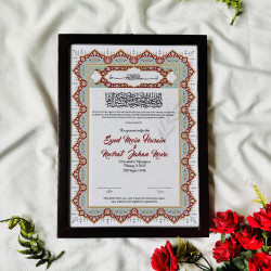 Granada Maroon Arch Nikahnama – Elegant Islamic Wedding Certificate.