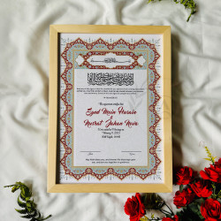 Granada Maroon Arch Nikahnama – Elegant Islamic Wedding Certificate.