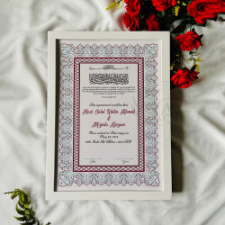 Classic Crimson Nikahnama Design – Wooden Fiber Frame Islamic Certificate