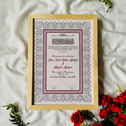 Classic Crimson Nikahnama Design – Wooden Fiber Frame Islamic Certificate