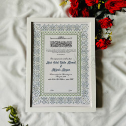 Olive Lace Nikahnama – Wooden Black Frame Islamic Marriage Certificate