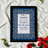Navy Persian Vine Nikahnama – Islamic Wedding Certificate in White Frame