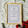 Pearl Grey Nikahnama – Elegant Floral Islamic Marriage Certificate in Wooden Frame