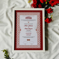 Crimson Red Nikahnama – Elegant Traditional Marriage Certificate Frame