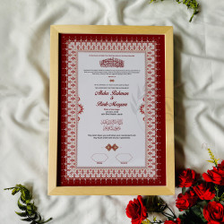 Crimson Red Nikahnama – Elegant Traditional Marriage Certificate Frame