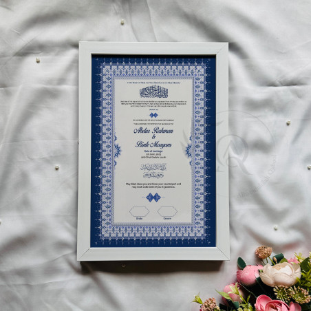 Royal Sapphire Nikahnama – Elegant Islamic Marriage Certificate.