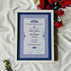 Royal Sapphire Nikahnama – Elegant Islamic Marriage Certificate.