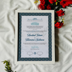 Teal Mosaic Nikahnama – Elegant Islamic Marriage Certificate.