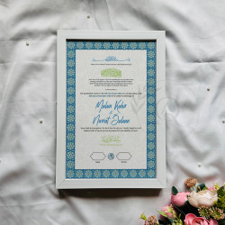 Blue Mosaic Nikahnama – Islamic Marriage Certificate with Moroccan Border.