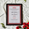 Crimson Floral Nikahnama – Islamic Marriage Certificate with Wooden Frame.