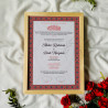 Crimson Floral Nikahnama – Islamic Marriage Certificate with Wooden Frame.