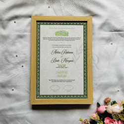 Emerald Green Nikahnama – Islamic Marriage Certificate with Black Frame.