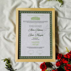 Emerald Green Nikahnama – Islamic Marriage Certificate with Black Frame.
