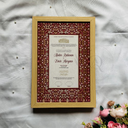 Maroon Floral Nikahnama – Islamic Marriage Certificate in Wooden Frame.