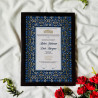 Royal Blue Nikahnama – Islamic Marriage Certificate with Gold Floral Border.