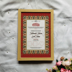 Ruby Red Nikahnama – Islamic Marriage Certificate with Gold Filigree