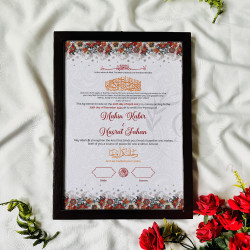 Floral Crest Nikahnama – Islamic Marriage Certificate with Top-Bottom Bloom.
