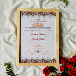Floral Crest Nikahnama – Islamic Marriage Certificate with Top-Bottom Bloom.