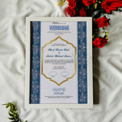 Blue Arch Nikahnama – Islamic Marriage Certificate with Floral Border
