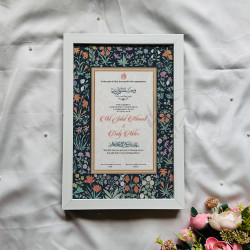 Midnight Floral Nikahnama – Islamic Marriage Certificate with White Frame.